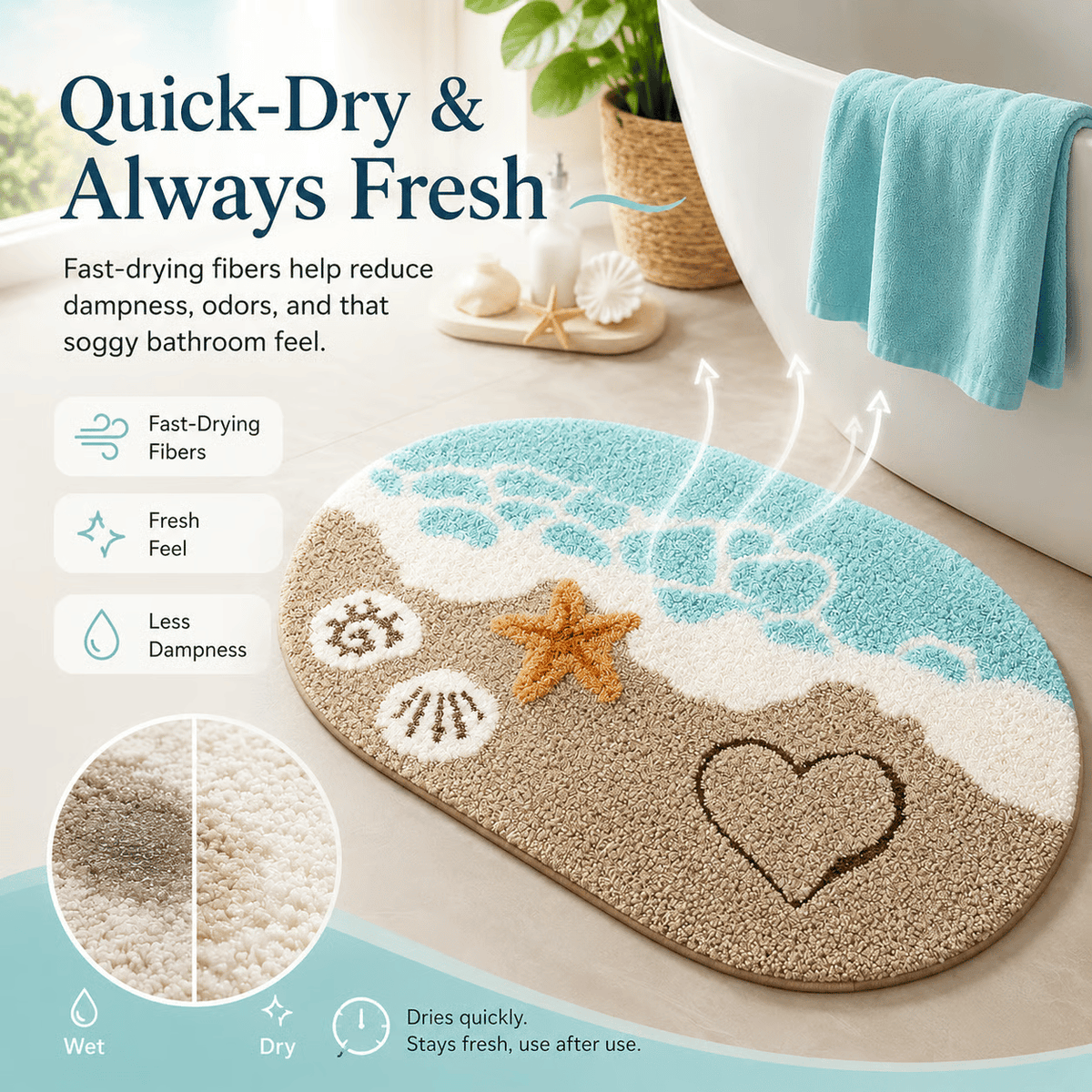 AquaCloud â Instant Dry Luxury Bath Mat