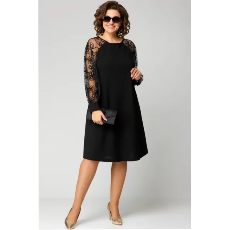 LuxeStitch – Stylish Patchwork Long Sleeve Dress