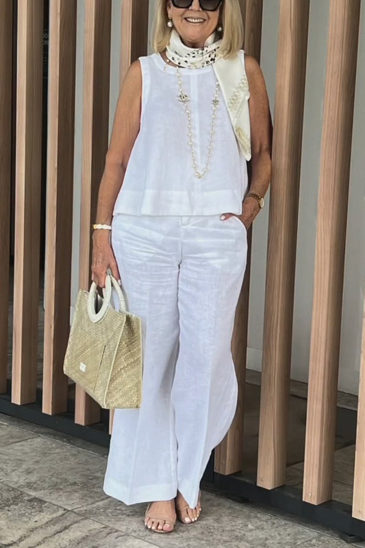 AirLuxe – Sleeveless Cotton Linen Set for All-Day Comfort