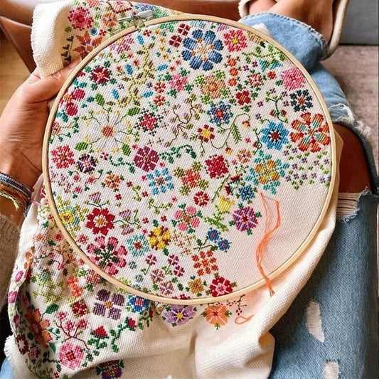BloomNest – Daily Floral Cross Stitch Set