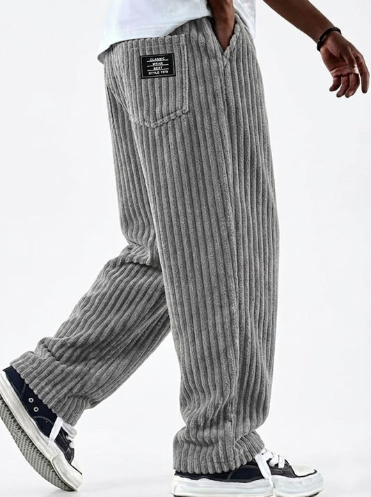 ClassicWeave – Comfortable Wide Striped Corduroy Pants