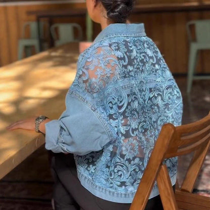 LaceMuse – Premium Floral Lace Denim Jacket