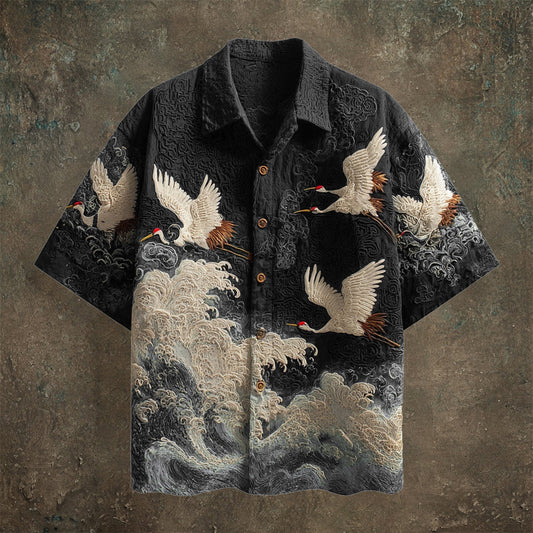 Cranescape – Japanese Inspired Linen Shirt