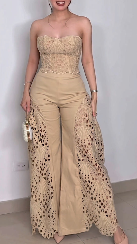 BellaVogue – Women’s Strapless Top & Pants Set