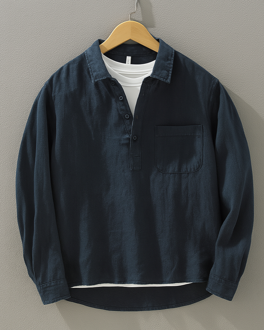 CloudSoft – Relaxed Fit, Cool & Stylish Half-Placket Shirt
