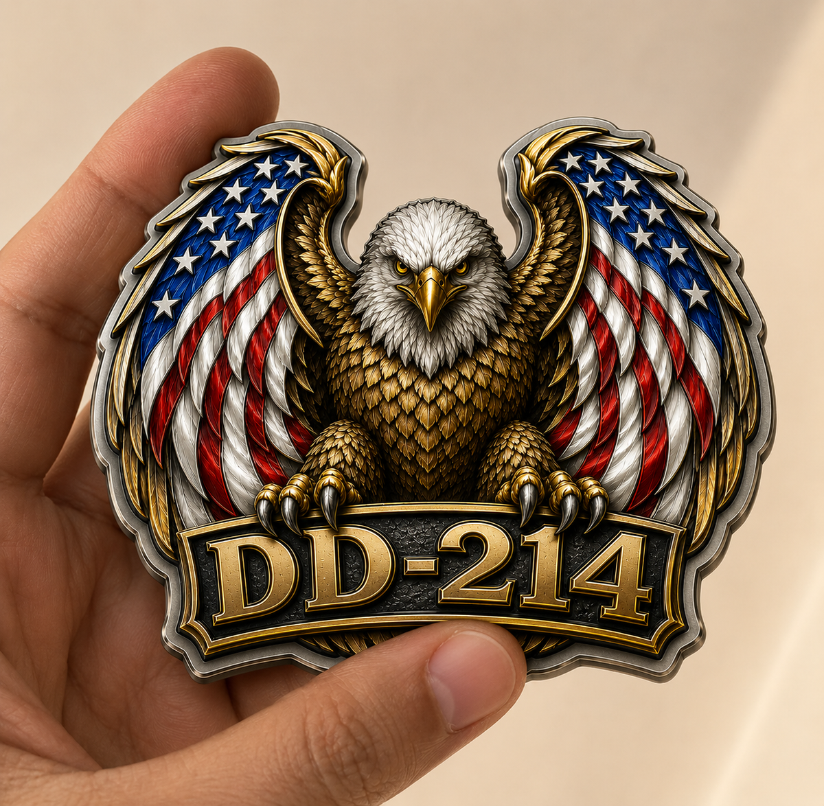 ValorGuard – Premium DD-214 Patriot Eagle Metal Emblem