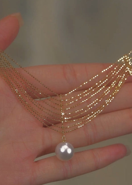 TwinkleTassel – Luxe Gold Pearl Necklace