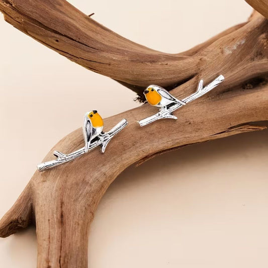 FeatherGlow – Robin Bird Inspired Earrings