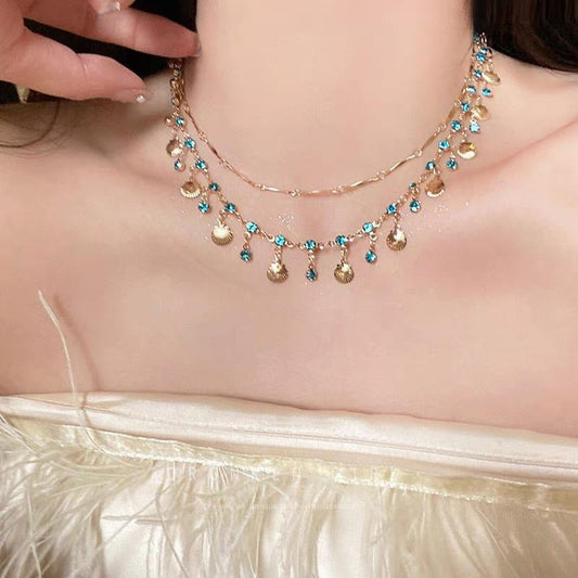 BlueLove – Double-Layer Shell Necklace & Bracelet Set