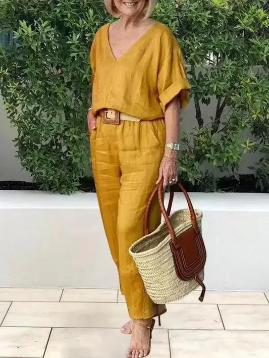 Breezella - Airy Linen Top & Pant Set