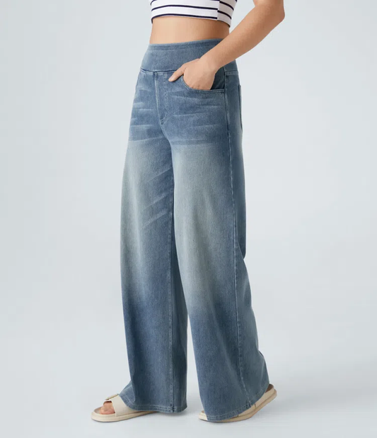 AuraStretch – Super Stretch High-Waisted Wide Leg Jeans