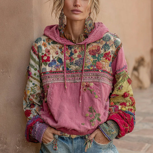 FloraWander – Bohemian Floral Hoodie