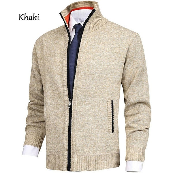 AuraKnit – Men's Fashion Stand Collar Cardigan Sweater