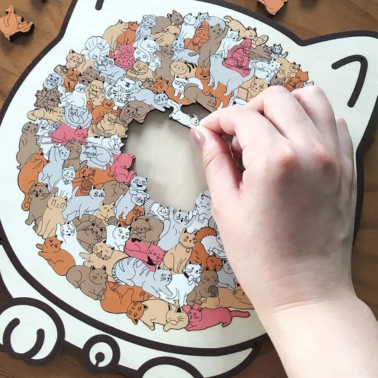 FelineFun – Morandi Wooden Cat Jigsaw Puzzle