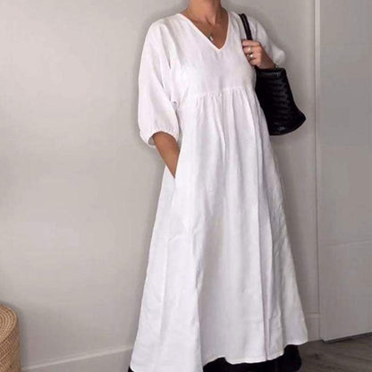 AuraWear – Effortless V-Neck Casual Dress