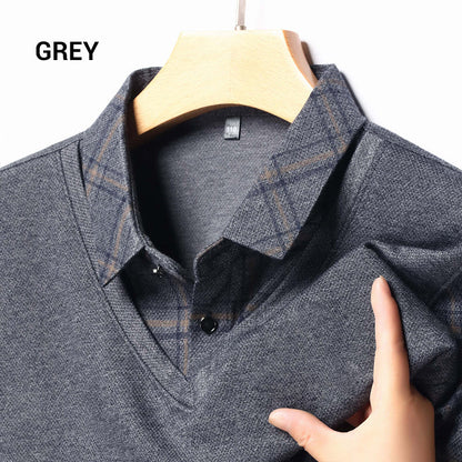 EliteLayer – Classic Faux Layered Long Sleeve Polo Shirt