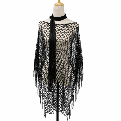 SunDrape – Flowy Tassel Crochet Beach Cover Up