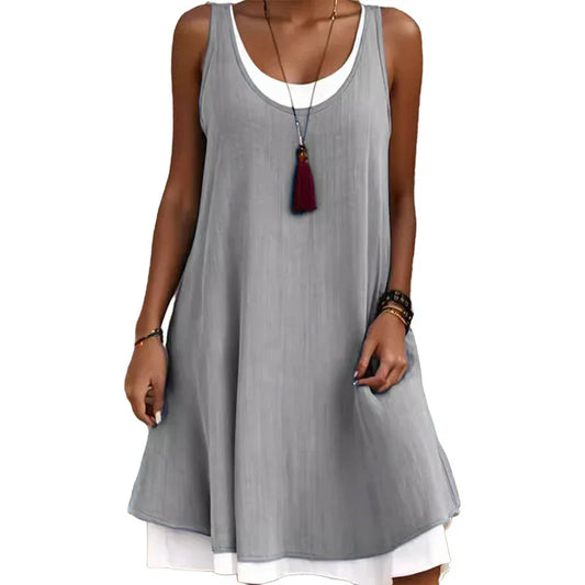 ChicLayer – Sleeveless Fake 2-Piece Dress