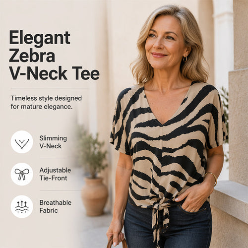 ZebraMuse – Waist-Tie V-Neck Tee